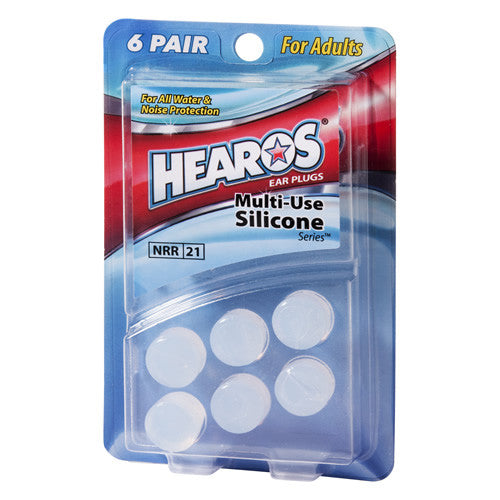 Multi-Use Silicone Ear Plugs, 6 Pair, Adult - HEAROS